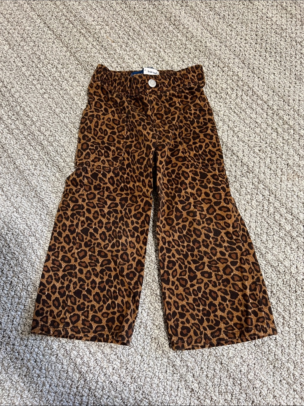 Toddler Leopard-Print Wide-Leg Cargo Jeans